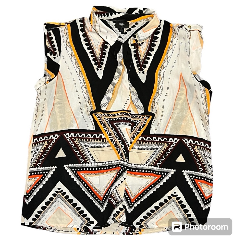 Mossimo Sheer Vintage Inspired Pattern Blouse Size L